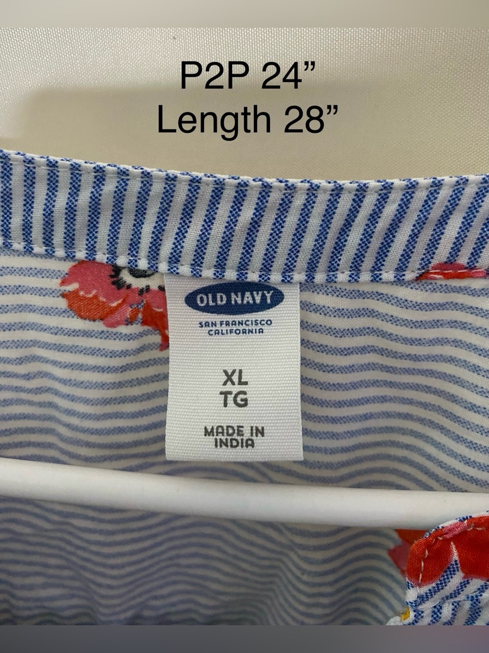 Old Navy Relaxed Smocked Floral Striped Button-Front Cotton Shirt - Picture 4 of 10